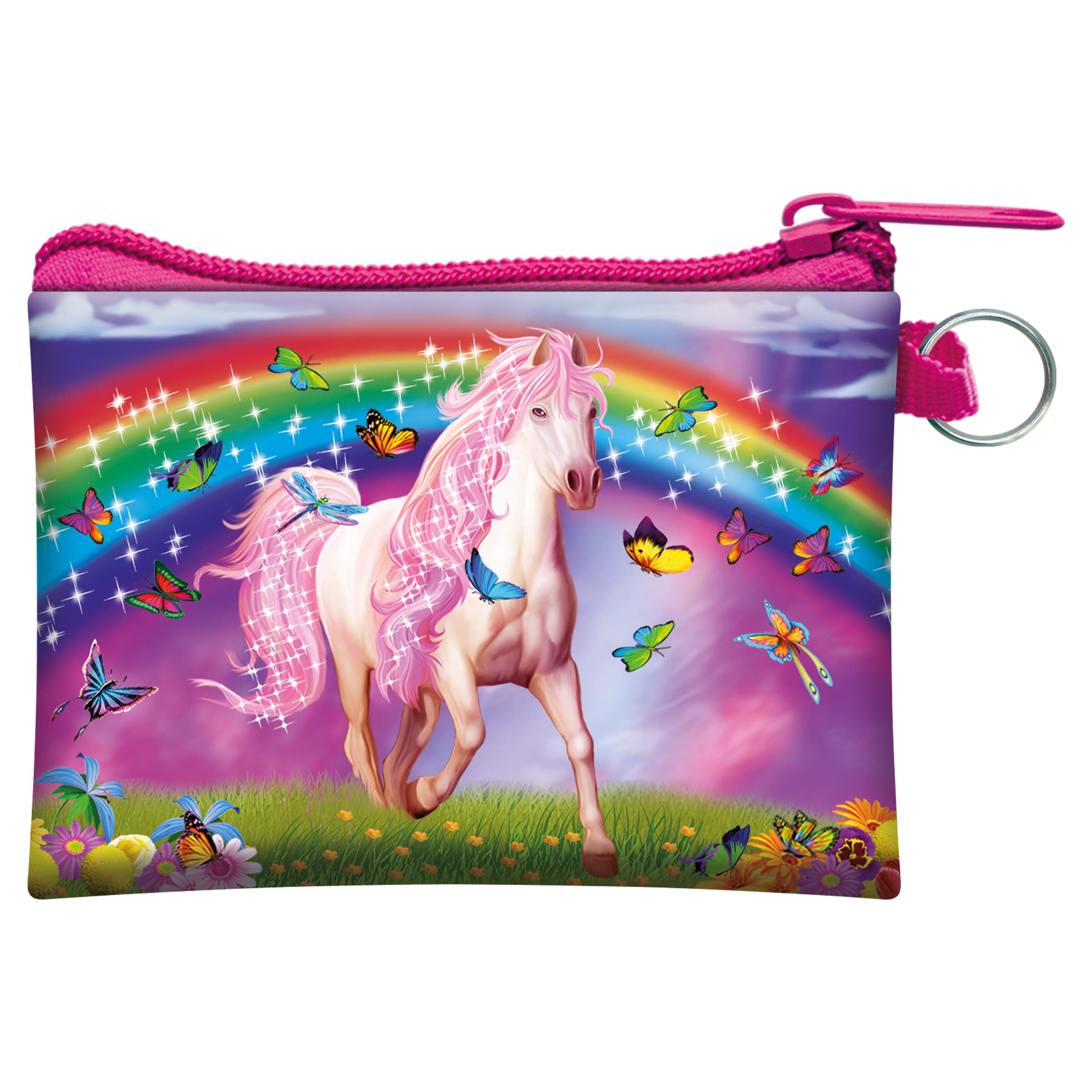 3D LiveLife Coin Purse – Pink Pony Dazzle from Deluxebase. Lenticular Farm Themed Wallet Featuring Secure Zip, Compact Design for Cash and Card Storage. Perfect Equestrian Gift.