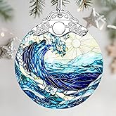 Christmas Ornaments: Stained Glass Ornament, Christmas Tree Ornament, Hanging Ornaments for Home Decor & Xmas Tree Decorations – Exquisite Holiday Decor, Gifts & Holiday Present - Ocean Waves