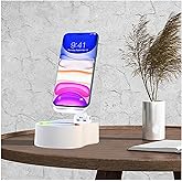 SMADOM Birthday Gifts for Men Women Her Him Cell Phone Stand with Wireless Bluetooth Speaker and Charger and Colorful Ambient Light HD Surround Sound with Phones Tablets Cool Gadget for Men (White)