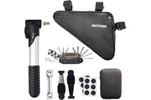 MASPODER Bike Tool Kit, Repair Kit with Frame Bag, Mini Pump, Multitool, Tire Lever Patches Bicycle Accessories Set for Adult Bikes Road Mountain MTB