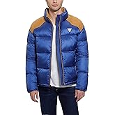 GUESS mens Larry Fabric Block Puffer Jacket