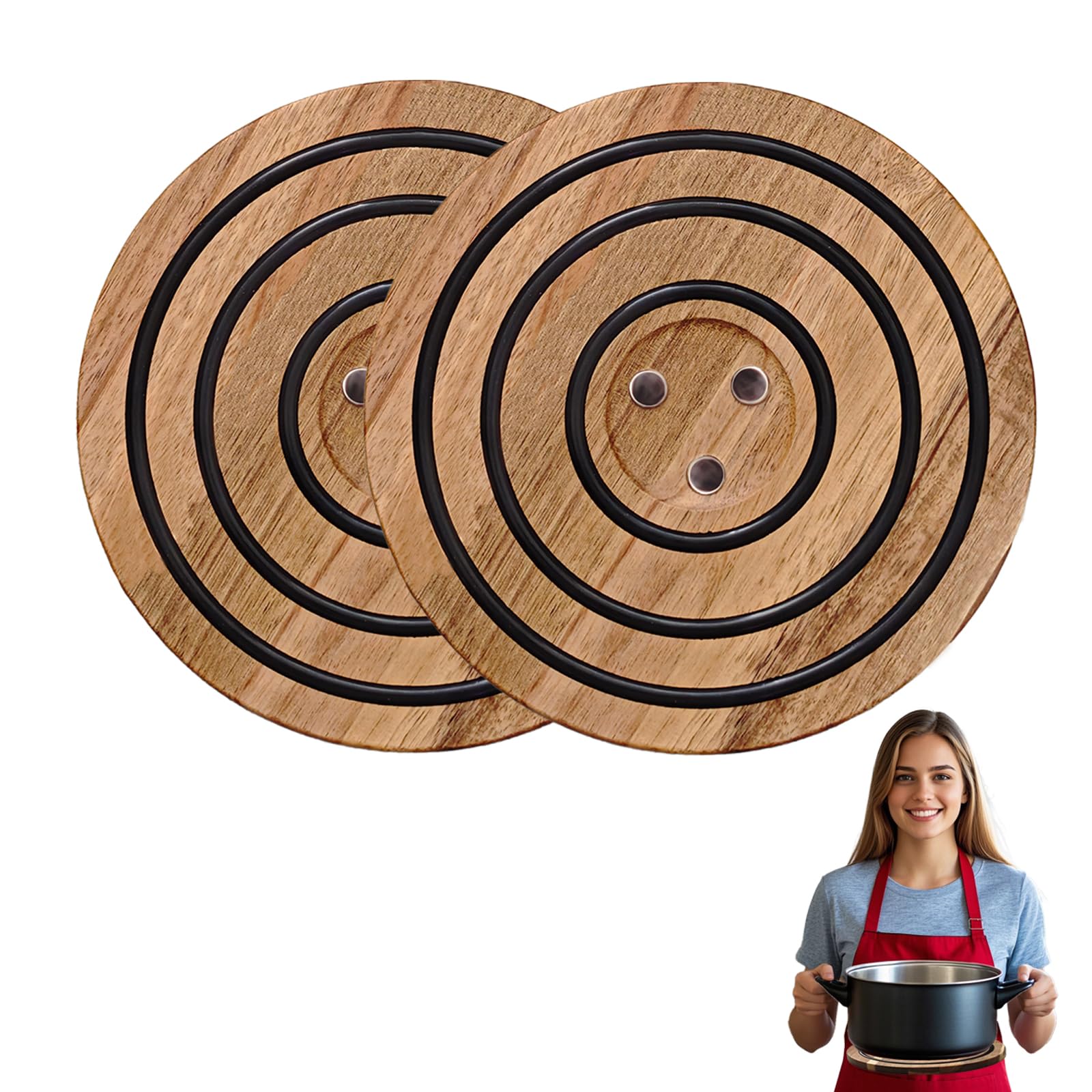 Photo 1 of 2025 Magnetic Pot Trivet Magnetic Pot Coaster Magnetic Pot Holders Magnetic Wood Trivet Hot Pan Holder Wooden Trivets Tree Non-Slip Pot Rack Mat Magnetic Wooden Trivets for Hot Pots and Pans (2Pcs)