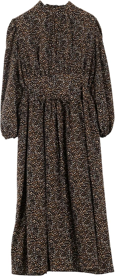 Amazon 神戸レタス ハイネック マキシ ワンピース E2323 レディース ワンサイズ レオパードブラック ワンピース チュニック 通販