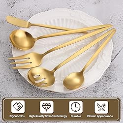 VANVRO Matte Gold Serving Silverware Set, 5-Piece