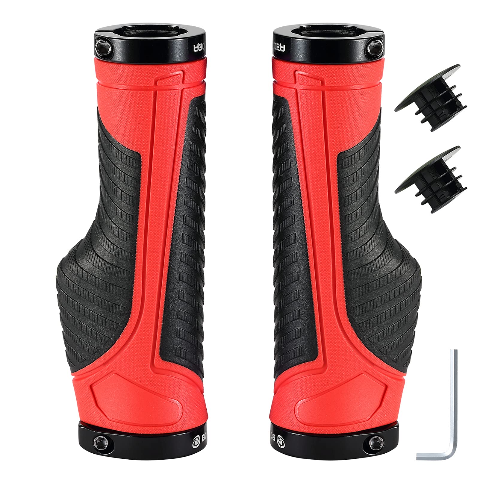 Boenoea Bicycle Grips, Ergonomic Bicycle Grips Non-Slip Bicycle Handle Handlebar Grips with Aluminium Lock for Bicycle Mountain Bike Folding Bike BMX MTB
