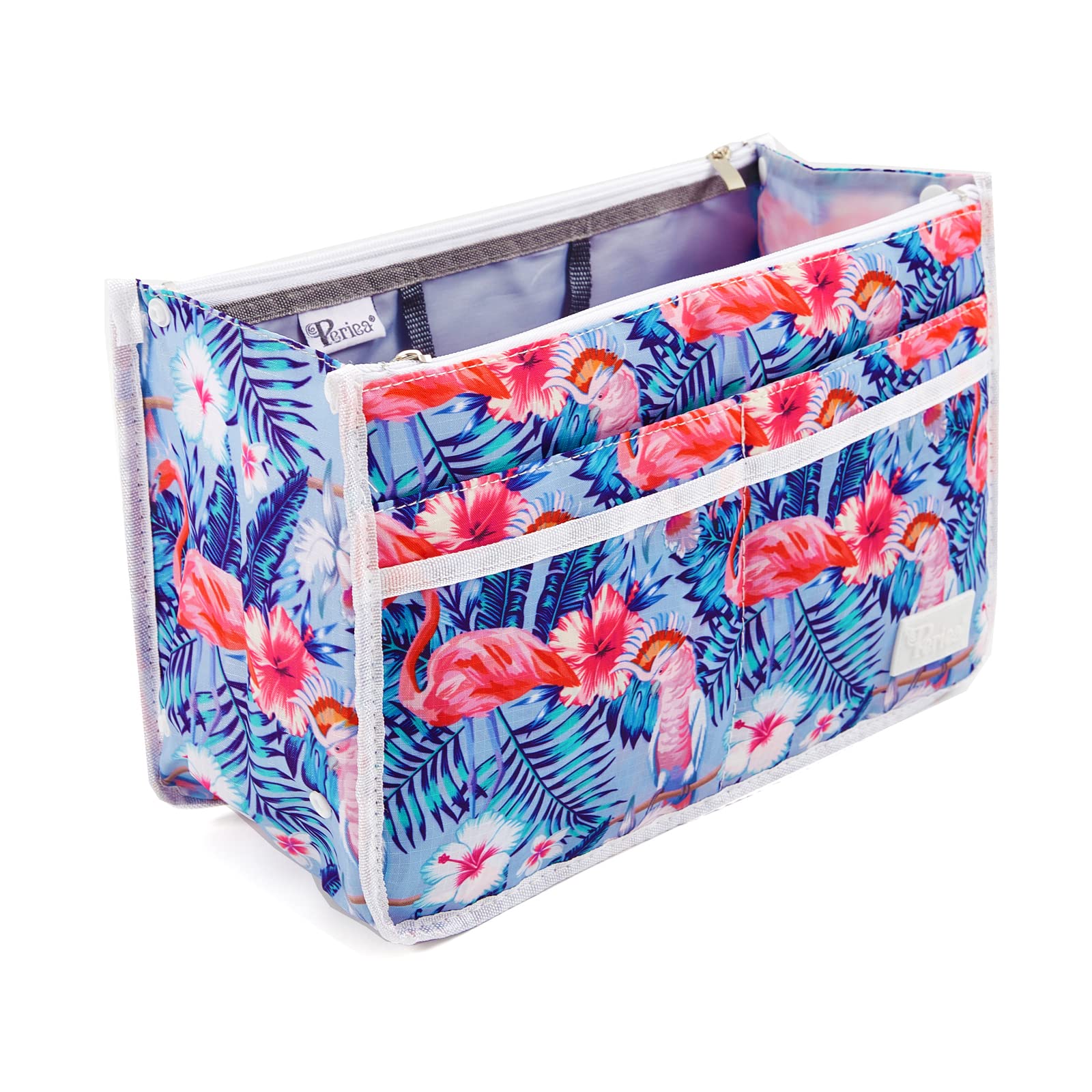 Periea 'Signature' Luxury Handbag Organiser Insert - 3 Sizes - (Flamingo White, Large)
