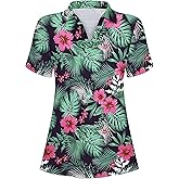 Cucuchy Womens V Neck Golf Polo Shirts Moisture Wicking Sports Workout Tops