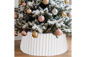 ZpigToor White Christmas Tree Collar Faux Fur Tree Skirt Rustic Tree Collar for Artificial Christmas Tree,Real Xmas Tree, Pen