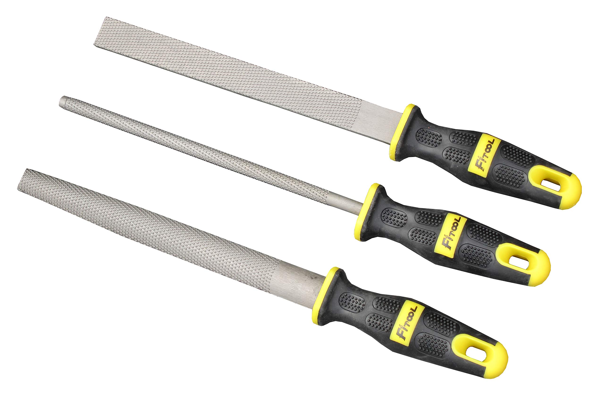 8-Inch Wood Rasp File 3Pcs, Flat-Half Round-Round, Medium Coarse Cut, for Wood, Leather, Soft Metals, Soft Plastic, Big Comfort Massage Handle Grip, Quality High Carbon Steel Hand Rasp 3-Pack