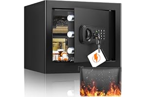 TISKGG 1.2 Cubic Home Safe Fireproof Waterproof with Fireproof Bag, Anti-Theft Fireproof Safe with Removable Shelf, Security Safe Box for Pistol Money Medicine Important Documents
