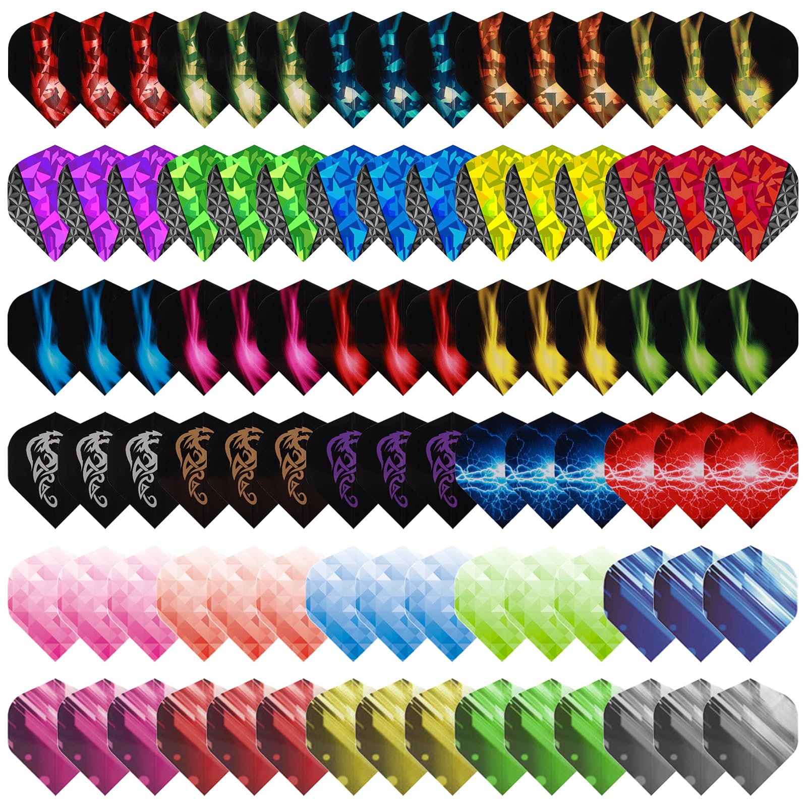 Deetenks 90PCS Dart Flights 30 Sets Durable Standard PET and Reflect Dart Flights Replacement Feather Tail Wing for Soft Tip Steel Tip Darts