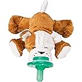 Nookums Paci-Plushies Shakies - Pacifier Holder with Built in Rattle (2 in 1)- Adapts to Name Brand Pacifiers, Suitable for A