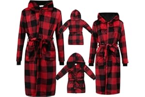Multitrust Matching Family Christmas Pajamas Set Warm Fleece Robe Pjs Set Christmas Matching Jammies Holiday Sleepwear