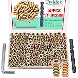 Twidec/50PCS 1/4"-20 Threaded Inserts for Wood