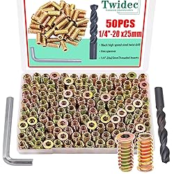 Twidec/50PCS 1/4"-20 Threaded Inserts for Wood