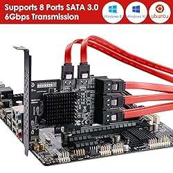 MZHOU PCIe SATA Card 8 Port with 8 SATA Cables and