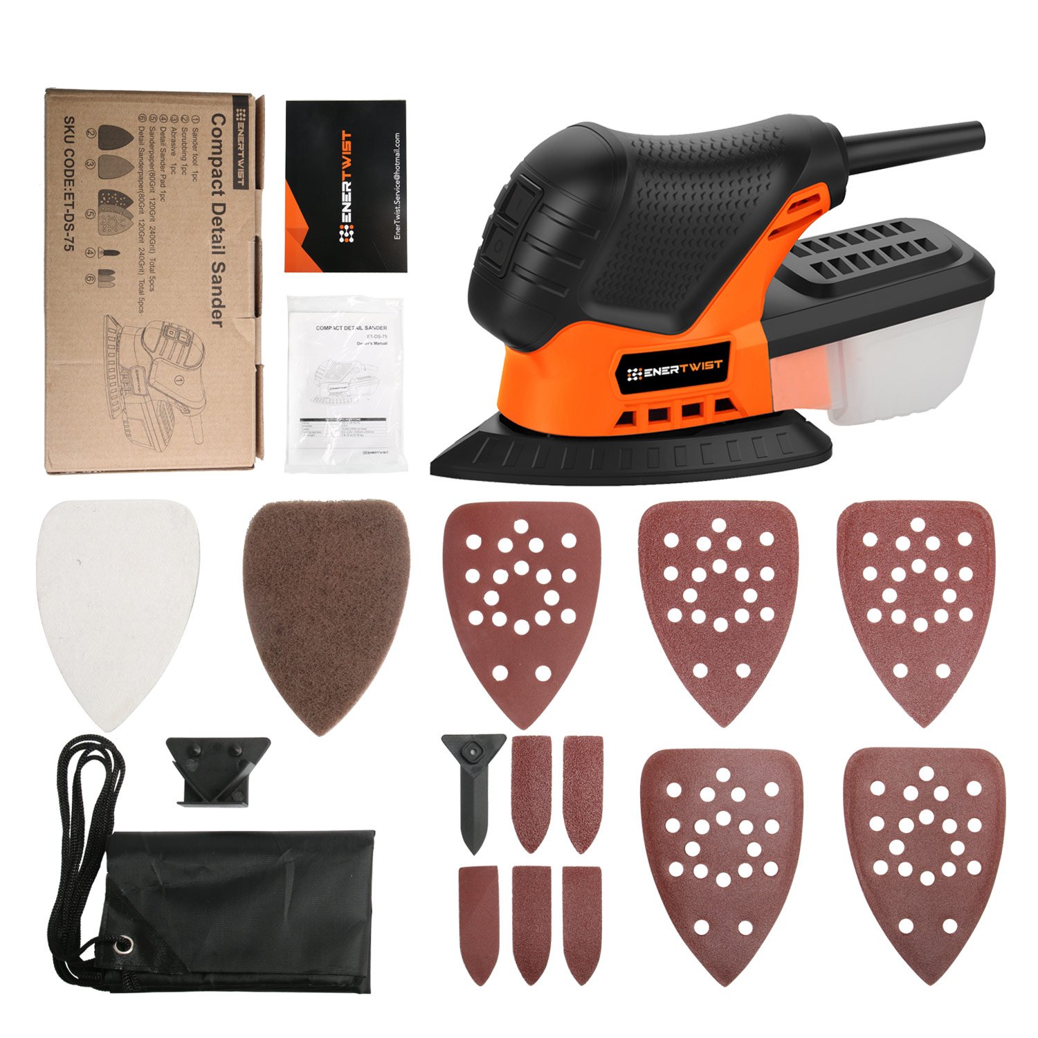 Enertwist Mouse Detail Sander 13000OPM Lightweight Small Sander with