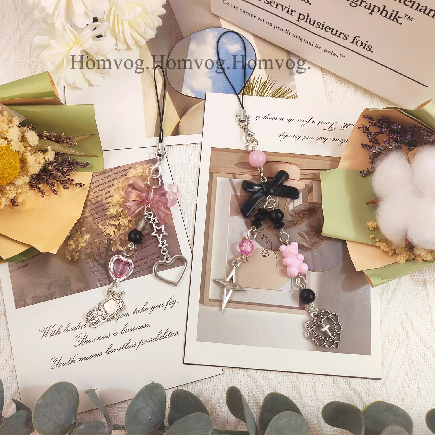 1-4PCS Cute Phone Charms Aesthetic Y2K Cell Phone Charms Strap Strawberry Butterfly Star PhoneCharm Y2K Accessories for Bag Keychain Airpods Camera Pendants Decor