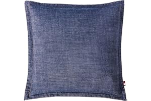 ELEGANT LIFE HOME 100% Cotton Washed Yarn Dyed Denim Euro Sham Cover 26'' x 26'' Throw Pillow Cover (1 pc, Dark Blue)