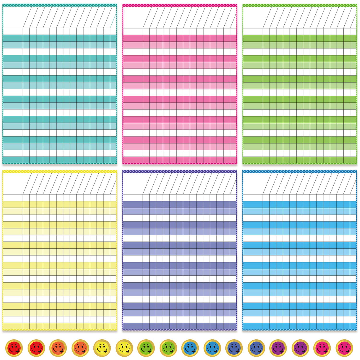 Photo 1 of Outus 6 Pieces Incentive Reward Charts Laminated Dry Erase Incentive Chart Reward Chores Chart for Learning Attendance Homework Progress Tracking Pads with 240 Reward Stickers (11 x 13.4'')