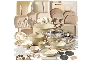 NutriChef 75-Piece Ceramic Nonstick Cookware & Bakeware Set – Pots & Pans Set with Bakeware, Kitchen Utensils, Knife Set & Ac