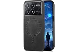 Ysnzaq Magnetic Case for Xiaomi Poco X6 Pro 5G, Ultra Thin TPU Leather Phone Case Support Wireless Charging for Xiaomi Poco X6 Pro 5G CC Black