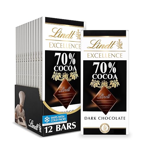 Lindt EXCELLENCE 70% Cocoa Dark Chocolate Bar, Dark Chocolate Candy, 3.5 oz. (12 Pack)