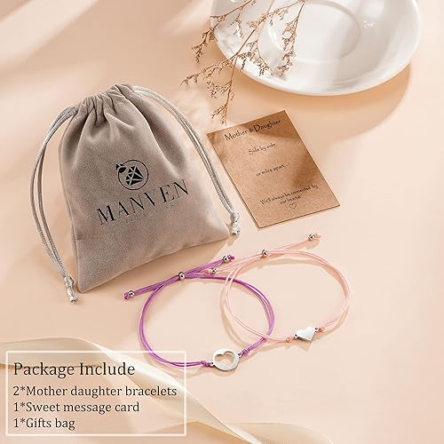 MANVEN Mom Christmas Gifts Mother Daughter Bracelets Set for