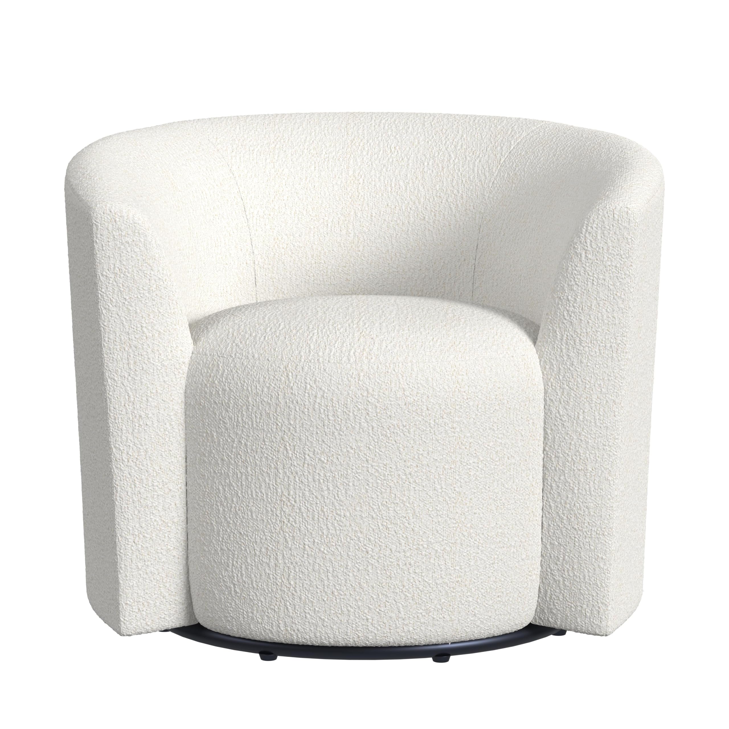 Photo 1 of HomePop Home Décor Upholstered 360° Barrel Back Swivel Chair | Accent Chairs for Living Room & Bedroom | Decorative Home Furniture, Cream Boucle