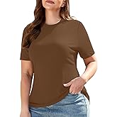 COOTRY Women's Plus Size Short Sleeve Shirts Crew Neck Slim Fitted Casual Basic Tops Summer Clothes 2026