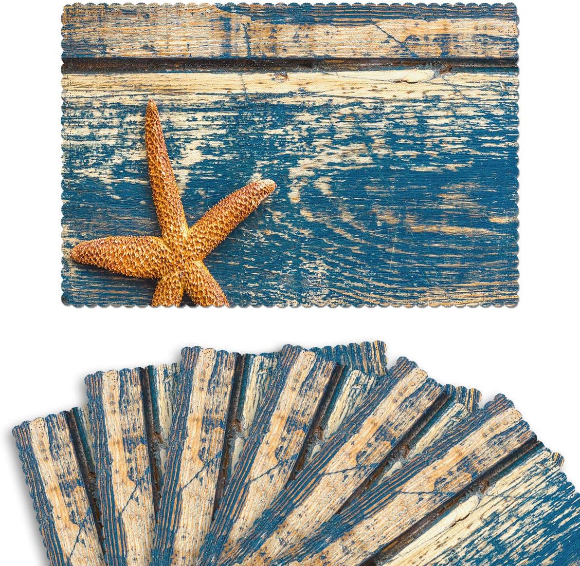 Britimes Placemats Set of 6 Washable Table Place Mats Decoration Heat Resistant Eat Mat for Kitchen Dining Decor Old Beach Wood 12 X 18 inches: Home & Kitchen