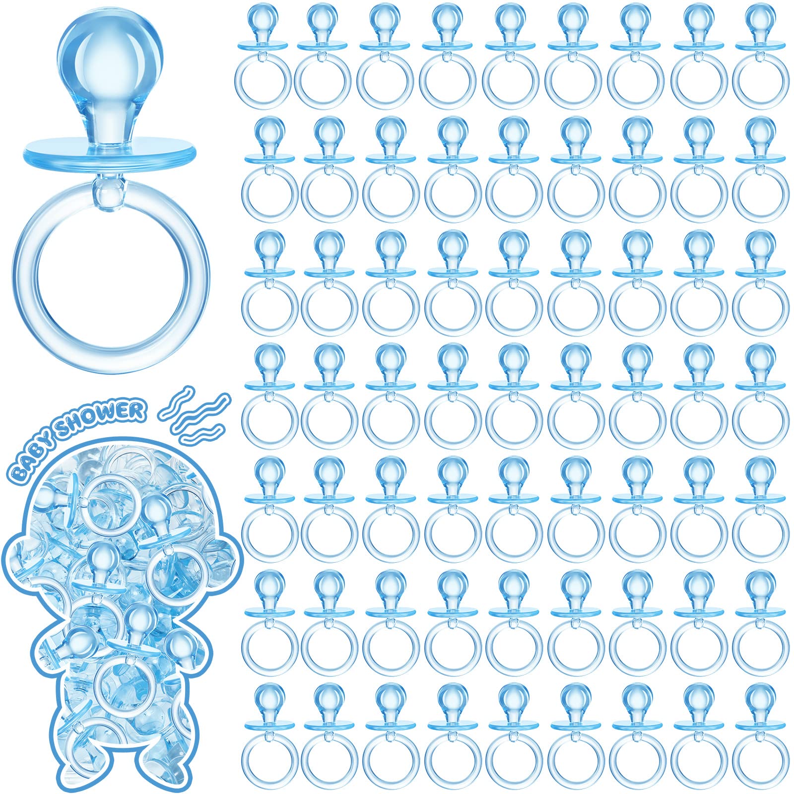 Photo 1 of Coume 100 Pcs 2.5 Inch Baby Shower Pacifiers Acrylic Mini Baby Pacifiers Gifts Gender Reveal Party Favors for Gender Neutral Game Birthday Supplies(Blue)