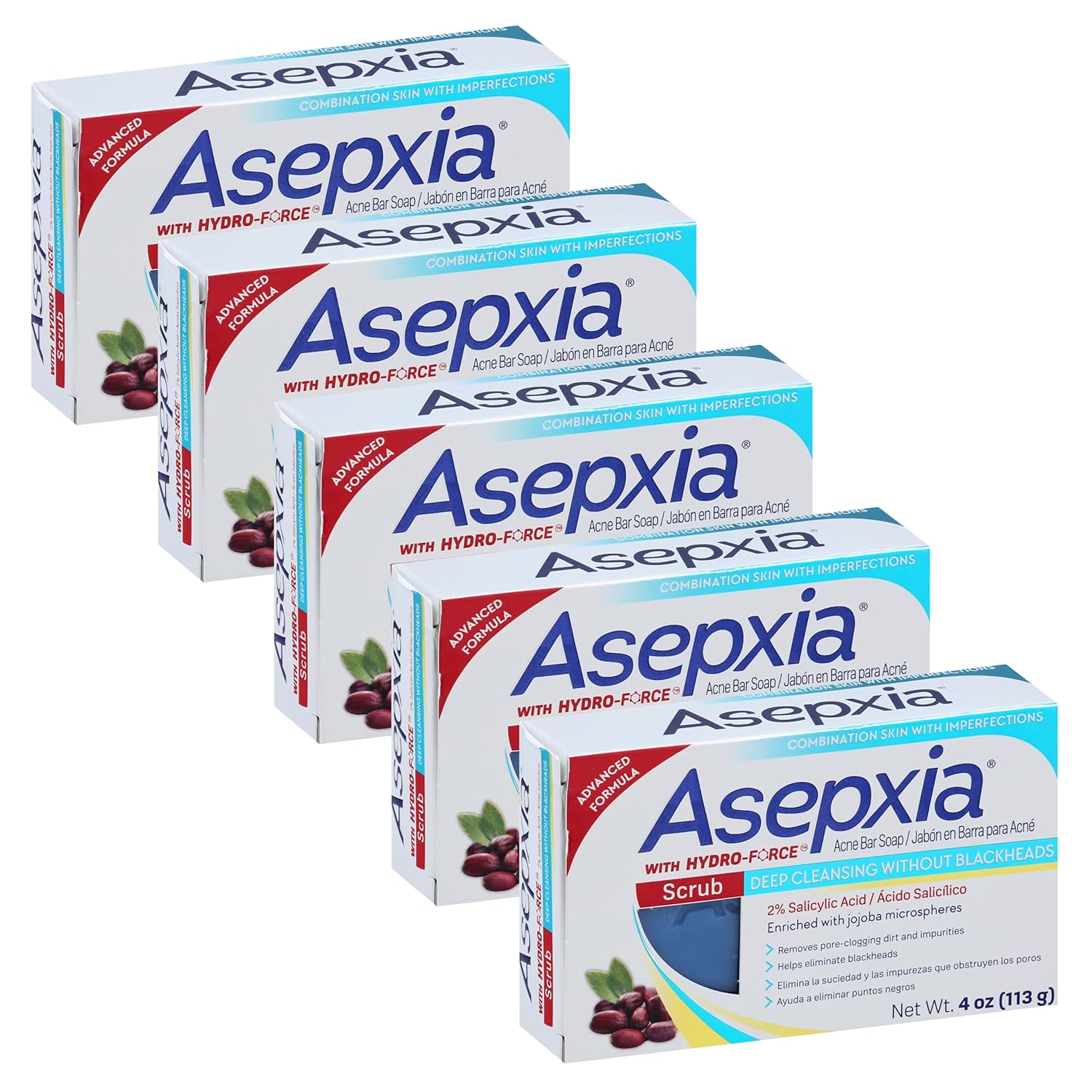 Asepxia Cleansing Bar Scrub, 4 Ounce Multipack (Pack of 5): Beauty