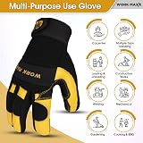 WORK MAXX Mustard Large Gardening Working Gloves Leather Thorn Proof Dexterity view 4