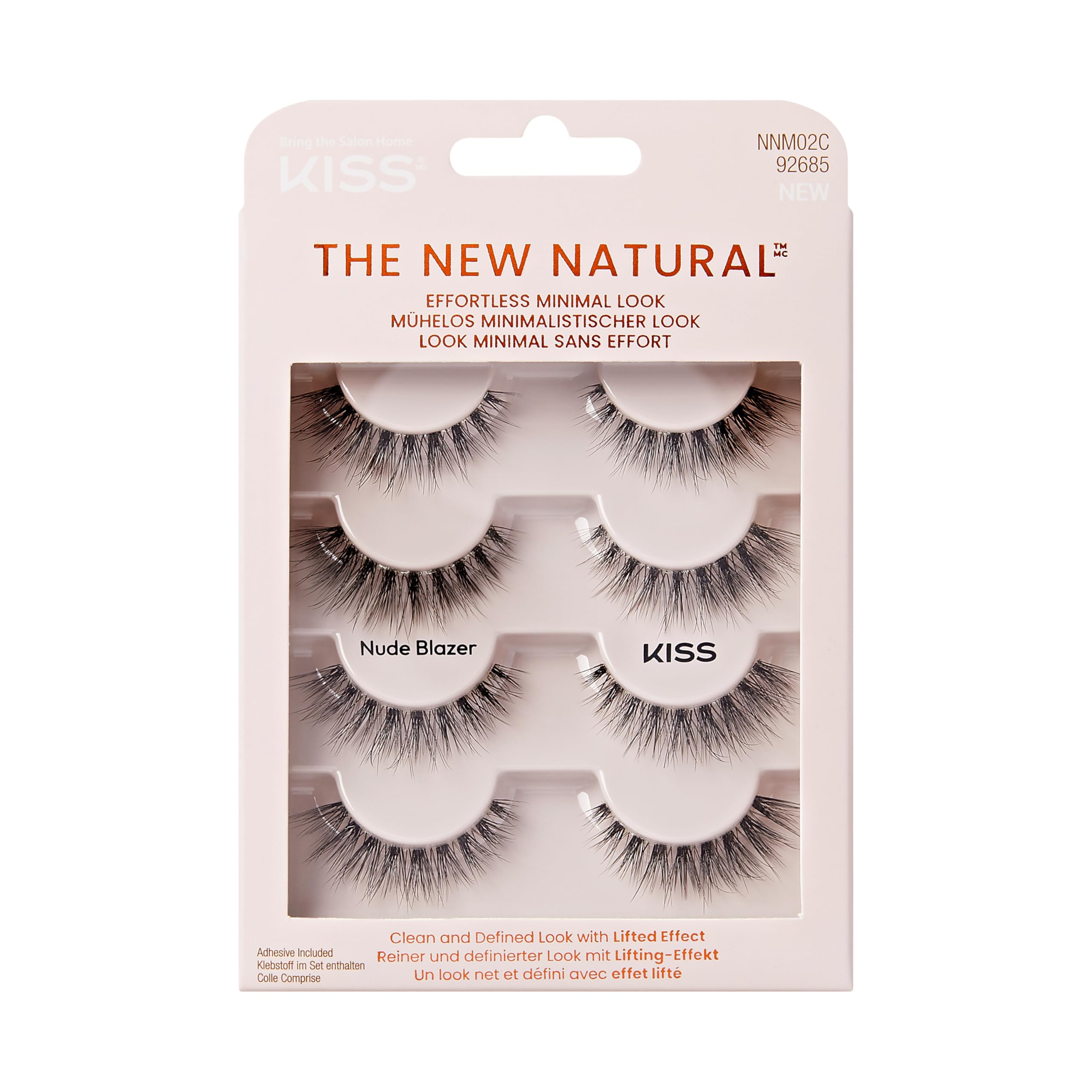 KISS The New Natural False Eyelashes Full Strip Lash Multipack 02, 4 Pairs