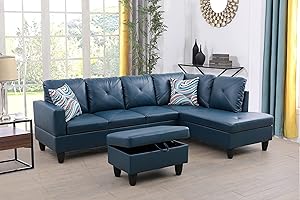 FUOROLA Lavino L Shape Sectional Sofa for Living Room with Ottoman for Apartment, Game Room, Guest Room and Office