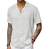 COOFANDY Men's Cuban Guayabera Shirt Short Sleeve Button Down Shirts Casual Summer Beach Linen Shirts