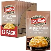 Idahoan Smokey Cheese &amp; Bacon Instant Mashed Potatoes | 4oz - Pack of 12 | Real Idaho Potatoes | Rich and Fluffy, Homemade Taste | Gluten-Free | Quick and Easy to Prepare Side Dish or Dinner Meal