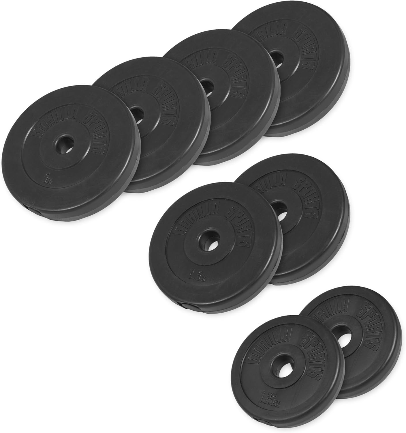 Gorilla Sports Vinyl Weight Plate Set 2x 1.25KG 2x 2.5KG 4x 5KG