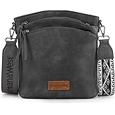 Montana West Multi Zip Pocket Large Crossbody Bag With Guitar Strap