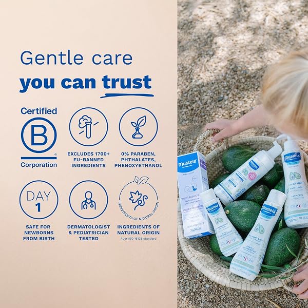 MUSTELA NEWBORN ARRIVAL GIFT SET – BABY SKINCARE & BATH TIME ESSENTIALS – NATURAL & PLANT BASED – 5 ITEMS SET