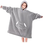 NORD ECO Wearable Blanket Hoodie for Kids, Blanket Hoodie For Kids With Hood And Pocket, Sherpa Oversized Cozy Sweatshirt Blankets As Gifts For Girls Boys (Grey)