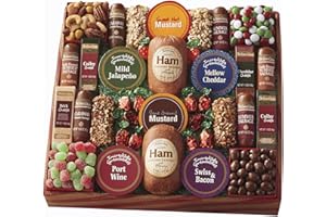 The Swiss Colony 26 Surefire Pleasers - Assorted Holiday Treats with Ham Summer Sausages, Chocolates, Cheese Bars and Logs, and Candy