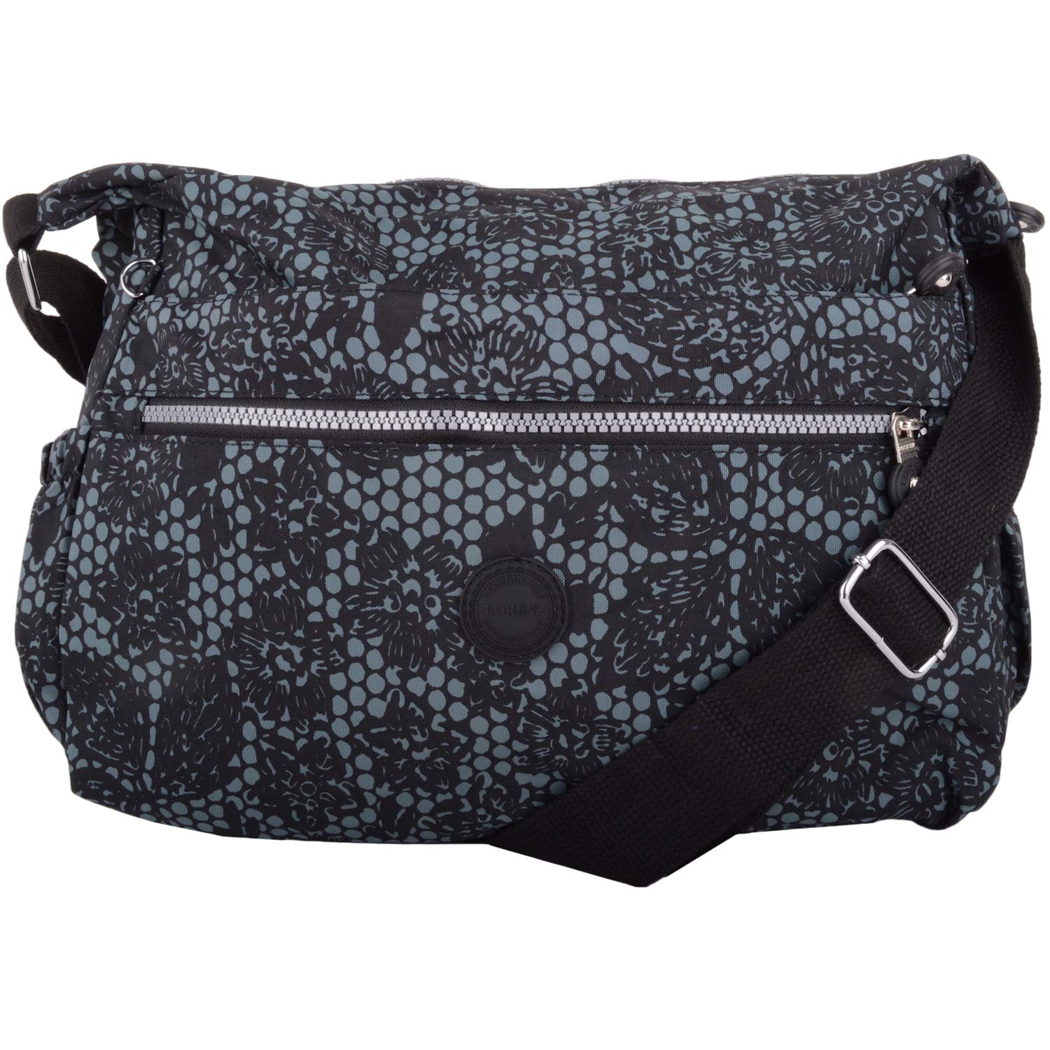 Valita Womens Medium Travel Shopping Cross Body Shoulder Bag with Multiple Features - Black Floral