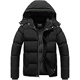 Chrisuno Men's Winter Coat Waterproof Warm Puffer Jacket Quilted Insulated Bubble Jackets with Hood