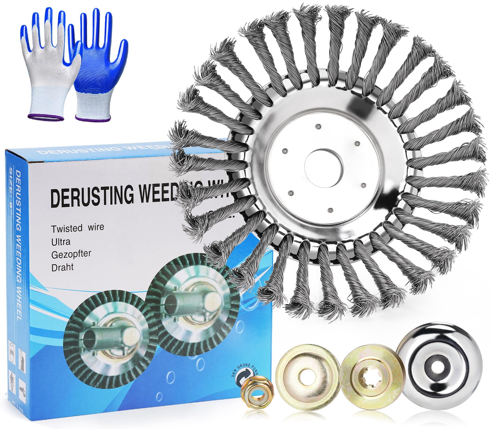 Sexyhot 8" Grass Trimmer Cutter Head with Knotted Wire, Strimmer Wire Brush Head Universal Steel Wire Wheel for Brush Cutter for Garden Lawn Overgrown Area