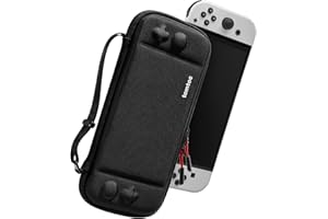 tomtoc Slim Carrying Case for Nintendo Switch/OLED Model, Protective Switch Sleeve with 10 Game Cartridges, Hard Portable Travel Carry Case, with Original Patent and Military Grade Protection, Black