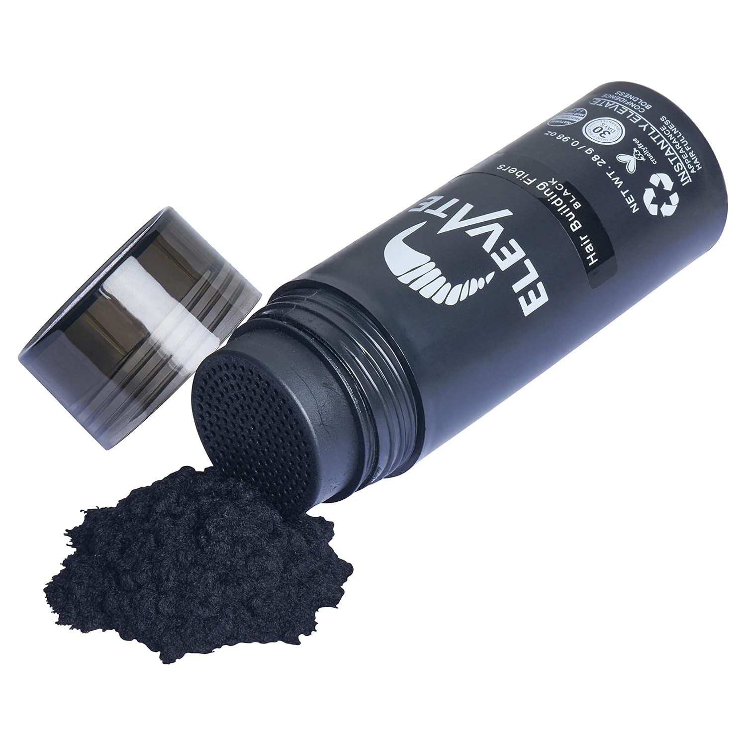 ELEVATE Hair Fibers for Thinning Hair (BLACK) 100% Natural & Undetectable Keratin Hair Fibers to Instantly Thicken Thinning & Balding Hair in 30 sec for Men & Women - Natural Hair Loss Concealer 28g: Beauty