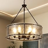 TACDANDM 6-Light Glass Drum Chandelier for Dining Room Entryway | 24.4