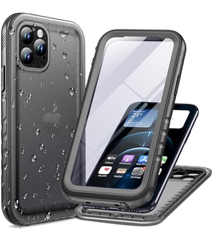 IPhone 12 Pro Case, [Spartan Series] Clear Rugged Heavy Duty Cover W/Built In Screen Protector [Black], Black - View #4